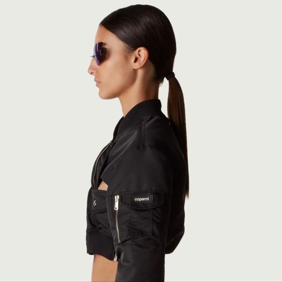 Coperni Jackets & Blazers - Coperni Cut-Out Cropped Shell Bomber Jacket Black New with Tags US 4